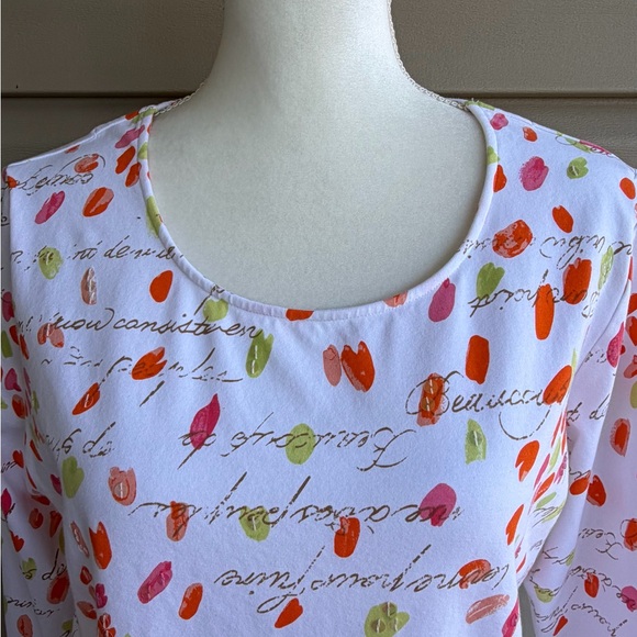 •Ruby Rd.• Abstract Pattern Sequin Knit 3/4 Sleeve Top - Size Large - Picture 3 of 7